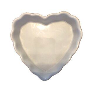 Small Heart Shape Custard Dish Ramekin BonJour Shallow Trinket Bowl Fluted Baker